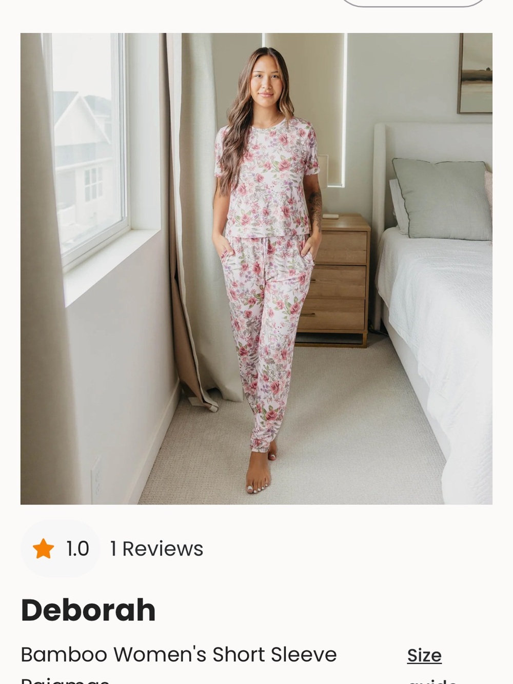 Deborah Bamboo Short Sleeve Floral Pajama Set - Pink